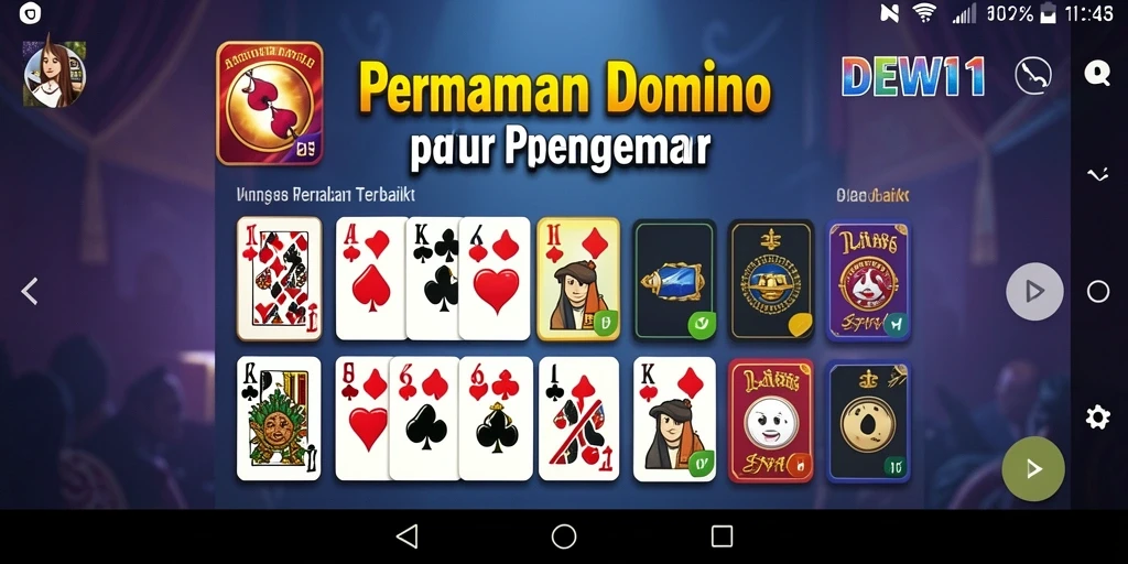 Tampilan gameplay menarik dari DEWI11 dengan kartu Domino.