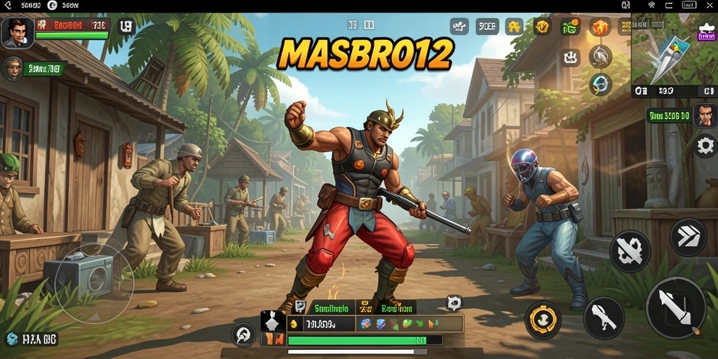Tampilan gameplay menarik dari MASBRO12 yang menampilkan interaksi karakter.