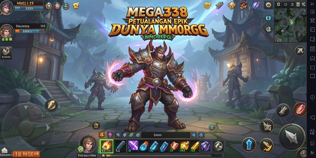 Tangkapan layar gameplay MEGA338 yang menunjukkan pertempuran seru dan grafis menawan.