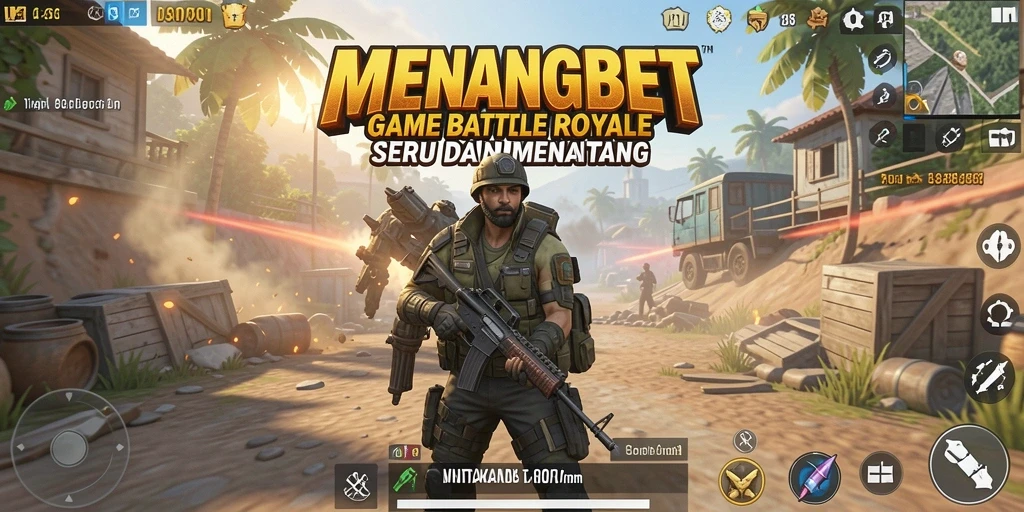 Tangkapan layar MENANGBET yang menunjukkan aksi pertarungan Battle Royale yang intens.