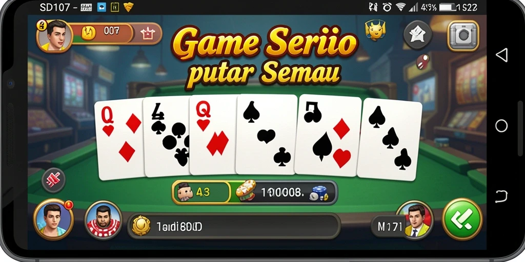 Screenshot gameplay SD107 yang menunjukkan suasana permainan Domino yang seru.