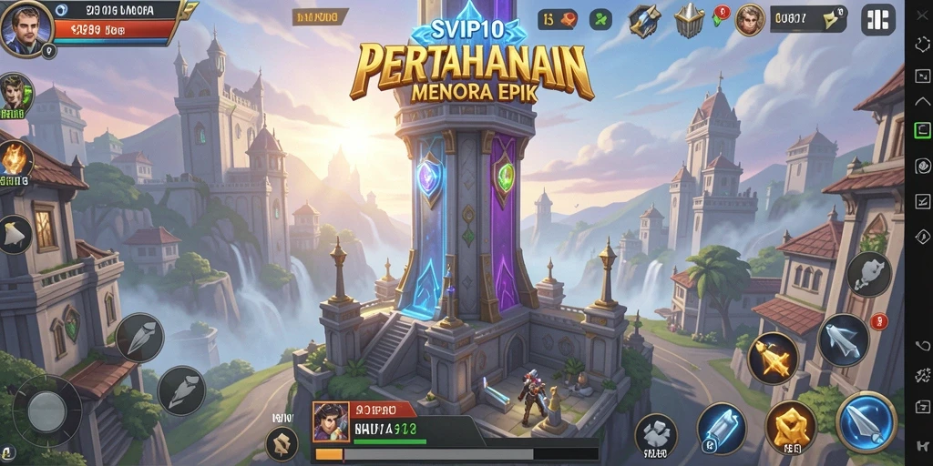Menampilkan gameplay menara pertahanan yang intens dan mendebarkan.