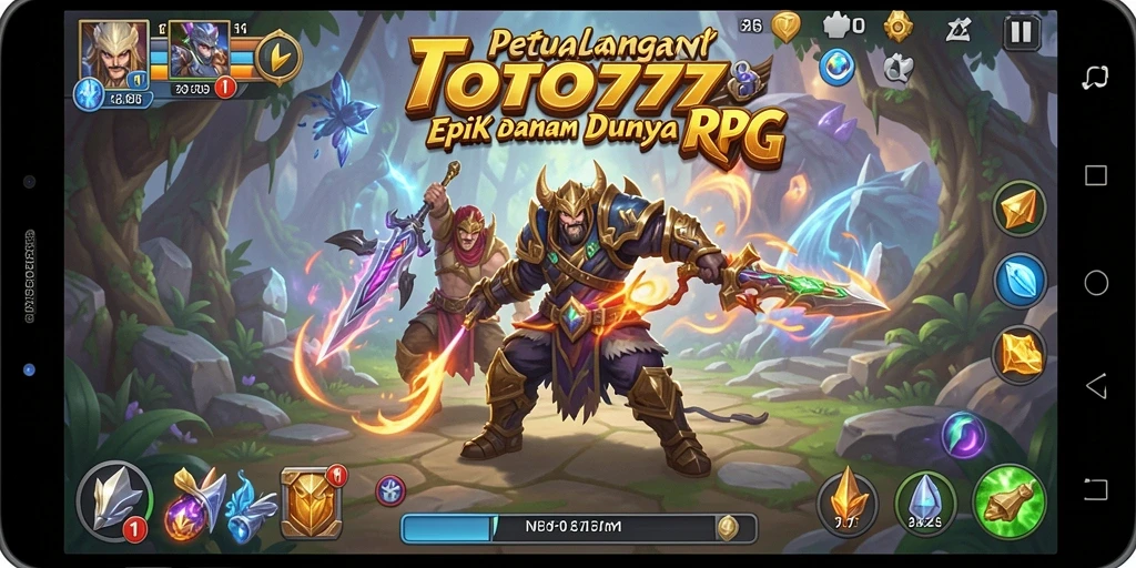 Tampilan utama gameplay TOTO777 yang menampilkan petualangan RPG yang seru.