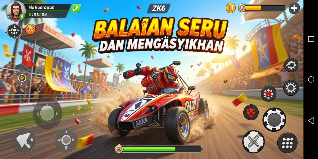Tampilan gameplay menarik dalam balapan penuh aksi.