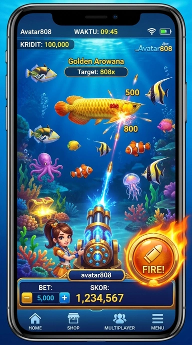 Screeenshot aplikasi menunjukkan berbagai pilihan permainan di avatar808.